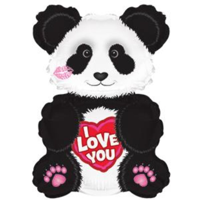 Air-filled 12" balloon featuring a cute panda and the message "I Love You," perfect for romantic celebrations.