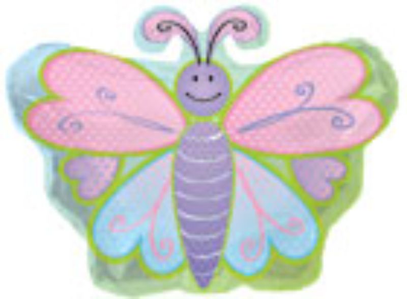 Colorful 12-inch air-filled balloon featuring a butterfly and polka dots, perfect for festive celebrations and decorations.