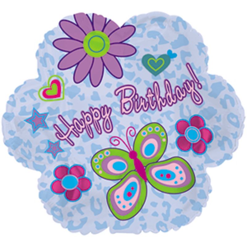 Air-filled 9" Birthday Glitz balloon featuring a dazzling design, perfect for festive décor and celebrations.