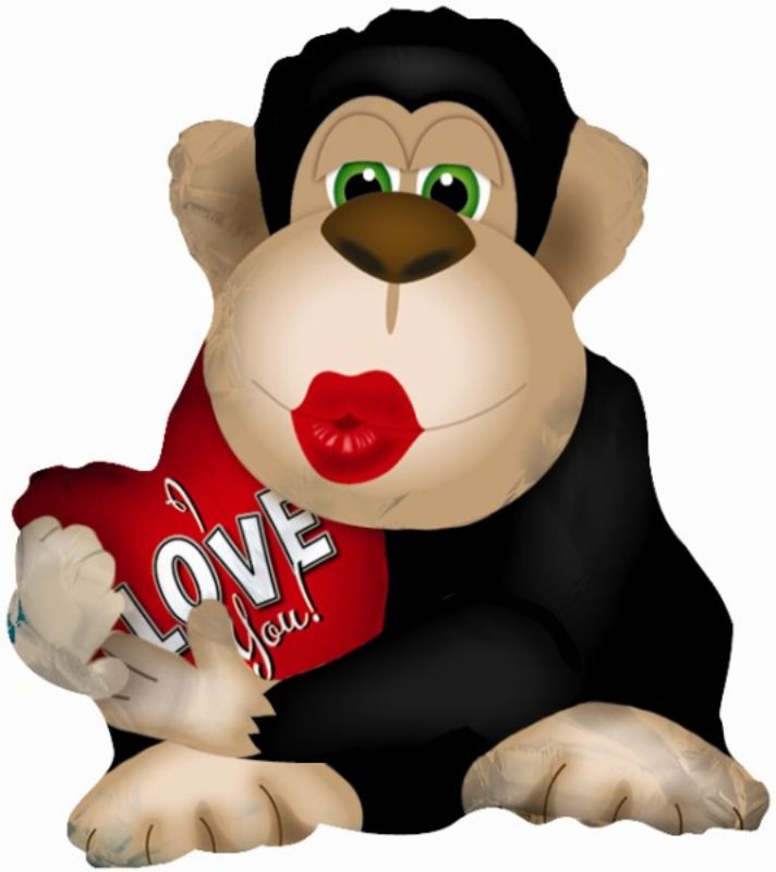 Vibrant 23" foil balloon featuring a playful love monkey design, perfect for romantic celebrations and parties.