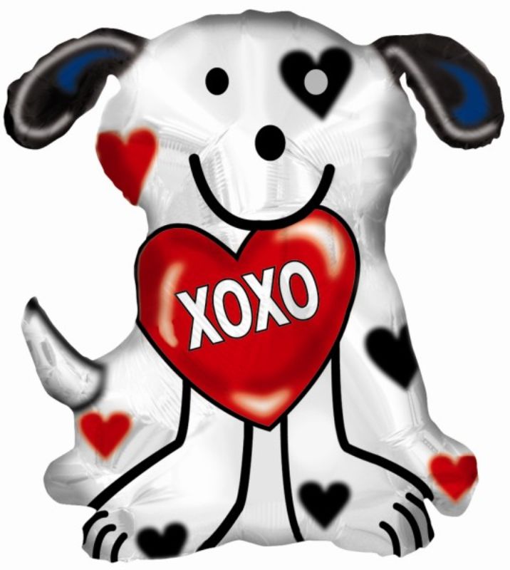 Vibrant 22-inch XOXO Dalmation foil balloon, perfect for festive celebrations and party decorations.
