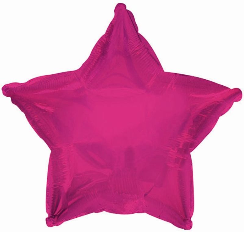 Air-filled 9-inch hot pink star balloon with cup and stick, perfect for vibrant party decor and celebrations.