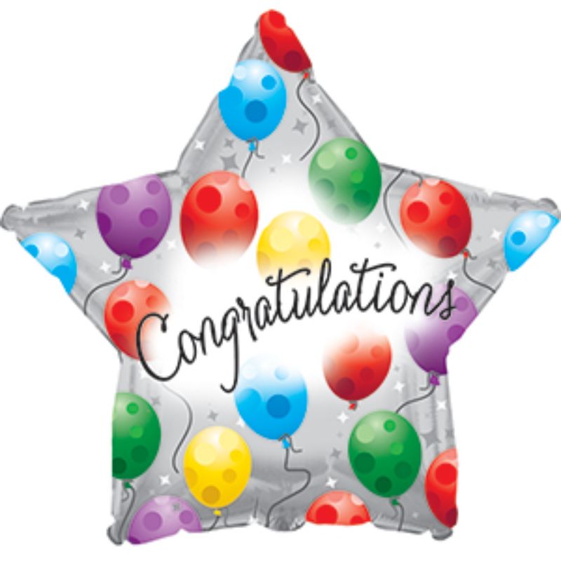 Vibrant 9-inch air-filled balloon featuring a twinkling star design, perfect for celebrations and easy to display with cup and stick.