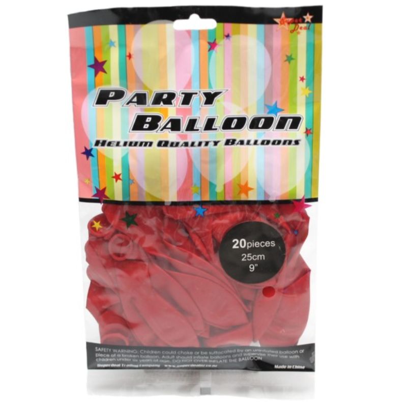 Vibrant red 25cm balloons, 20-pack, perfect for elevating any celebration or event decor.