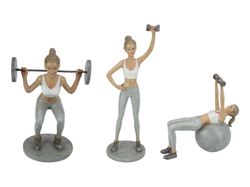Elegant set of 3 lady figurines in various poses, available in 18cm and 28cm, ideal for enhancing home decor.