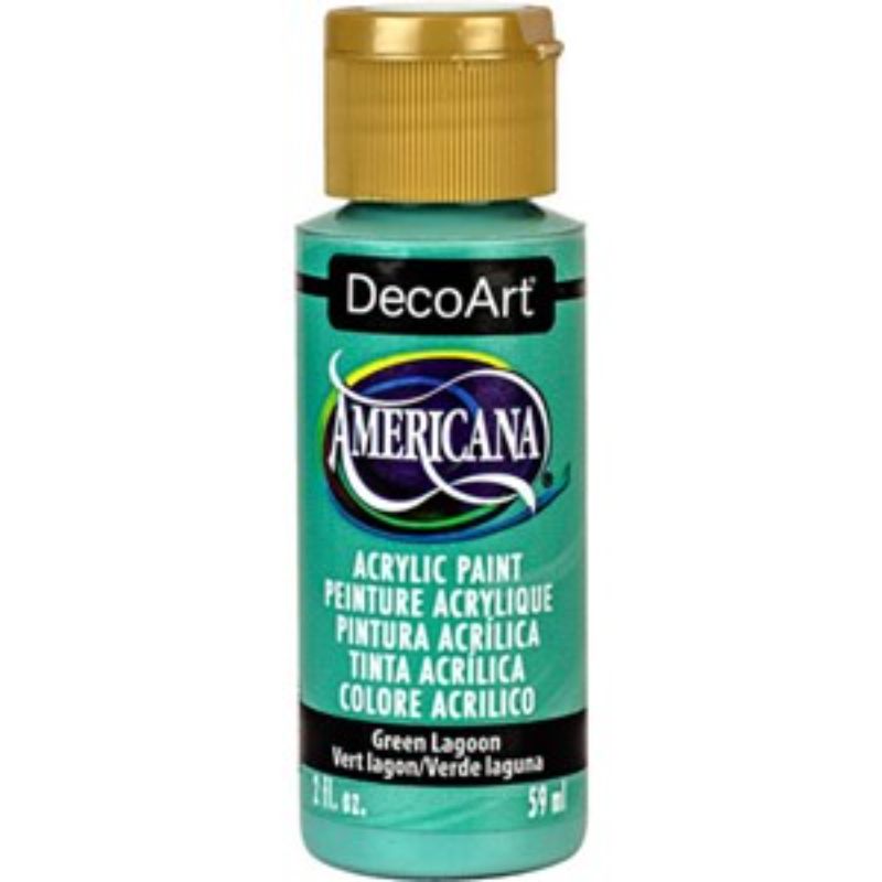 Vibrant 2oz Green Lagoon acrylic paint for versatile art projects, boasting excellent coverage and a durable matte finish.