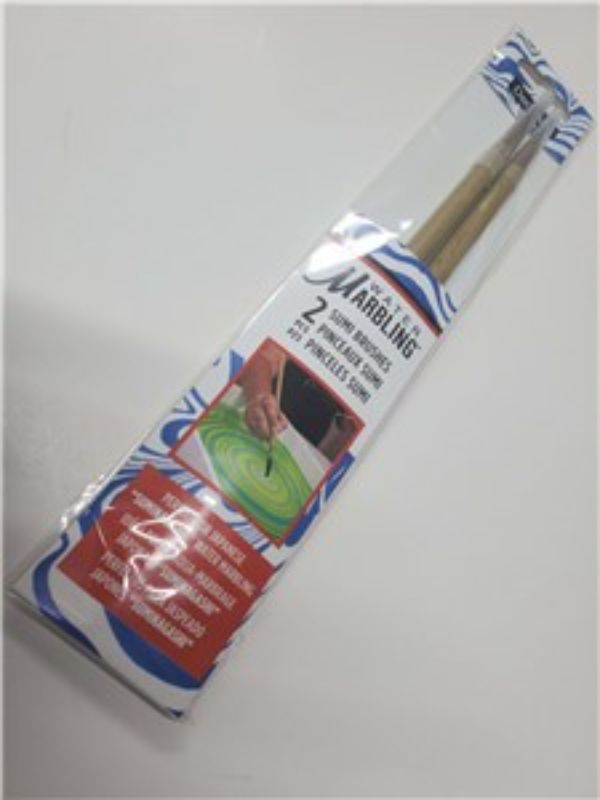 Decoart 2pc Sumi Brush Set for Japanese water marbling, featuring precision-shaped brushes for elegant artistic creations.