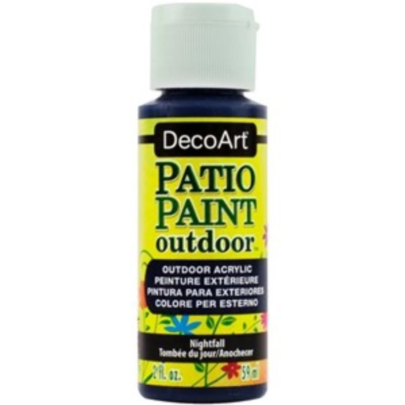 Patio Paint 2oz in Nightfall, a durable outdoor paint for revitalizing patios and furniture with an elegant deep blue shade.