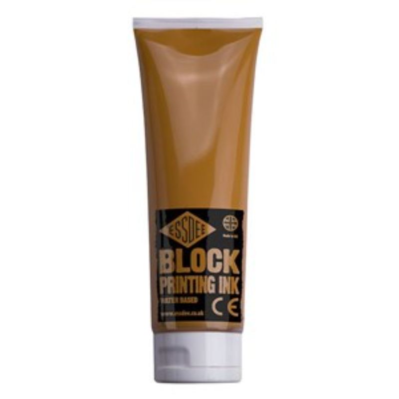 Essdee Block Print Ink 300ml in Y Ochre, water-based, smooth flow, ideal for vibrant, crisp block printing on various surfaces.