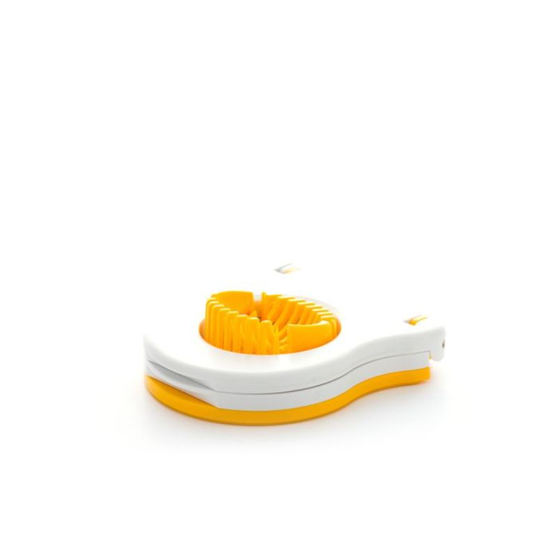 Dexam's egg wedger and slicer with sturdy base for perfect wedges or slices, ideal for salads and garnishes, dishwasher safe.