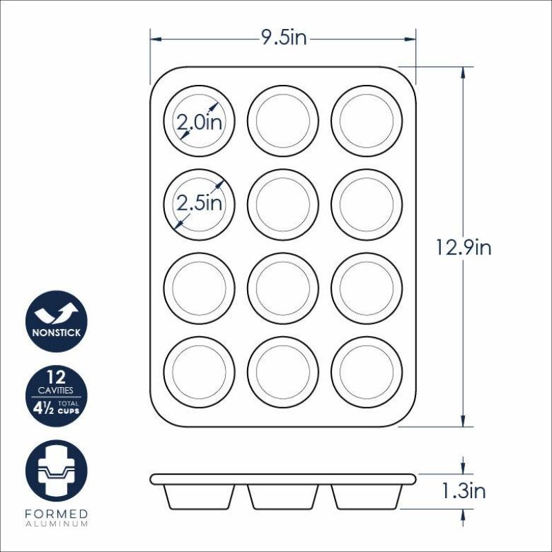 Nordic Ware 12-cup nonstick muffin pan for even baking, easy release, and quick cleanup; perfect for muffins and cupcakes.