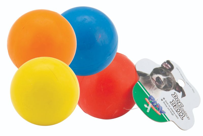 Colorful solid rubber balls for dogs, durable and non-toxic, ideal for playtime and promoting dental health, set of 3.