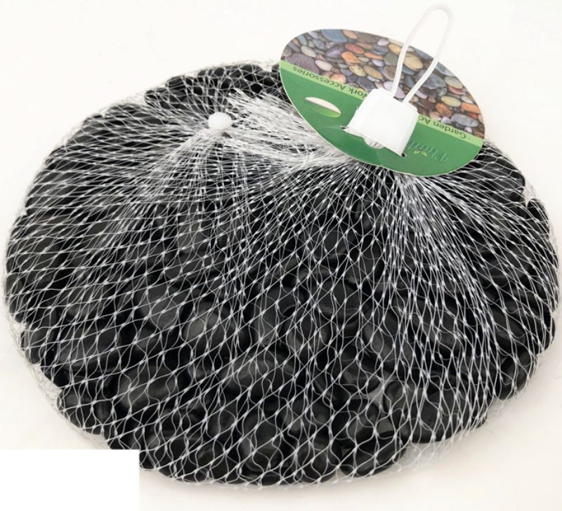 Premium 500g black stones in 12 packs, ideal for landscaping, aquariums, and crafts, enhancing any design theme.