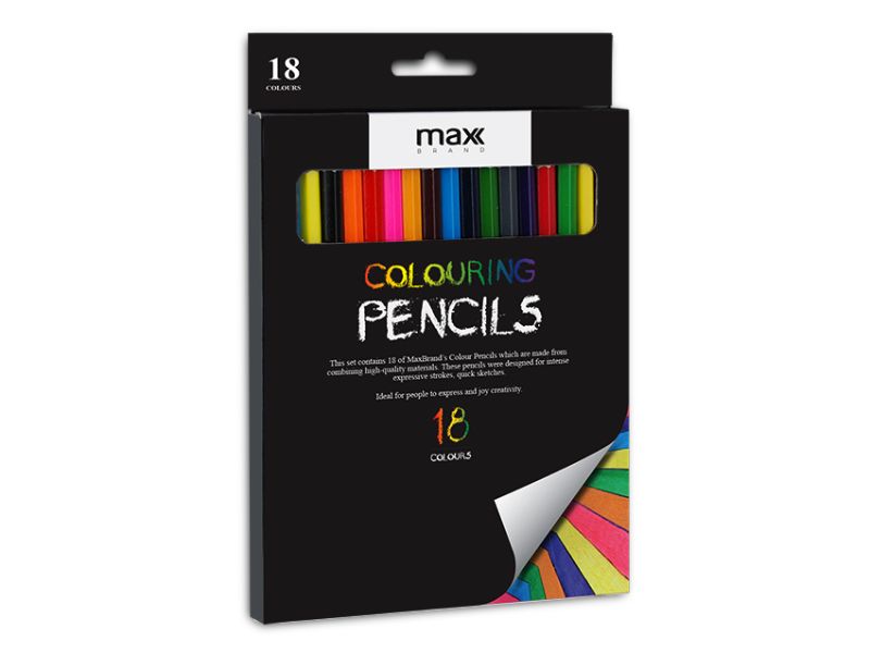 Vibrant 18-piece color pencil set in 12 packs, perfect for artists and students for drawing and coloring.