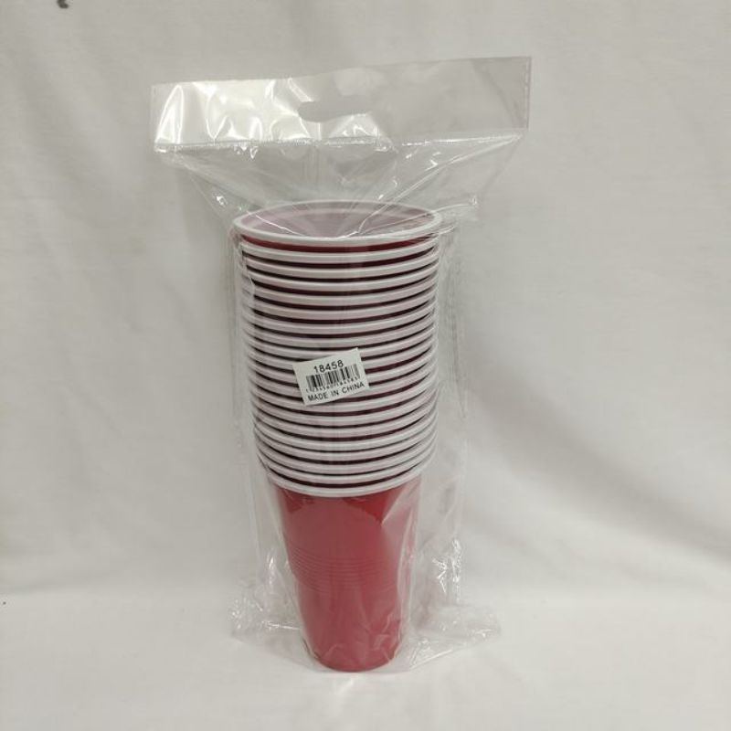 Vibrant red disposable cups, 500ml, perfect for parties and events, pack of 120, sturdy and eco-friendly, stylish design.
