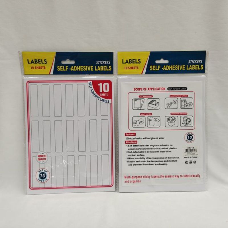 Label stickers in a set of 12 packs, measuring 6.2 x 1.7cm, ideal for organization and categorization of items.