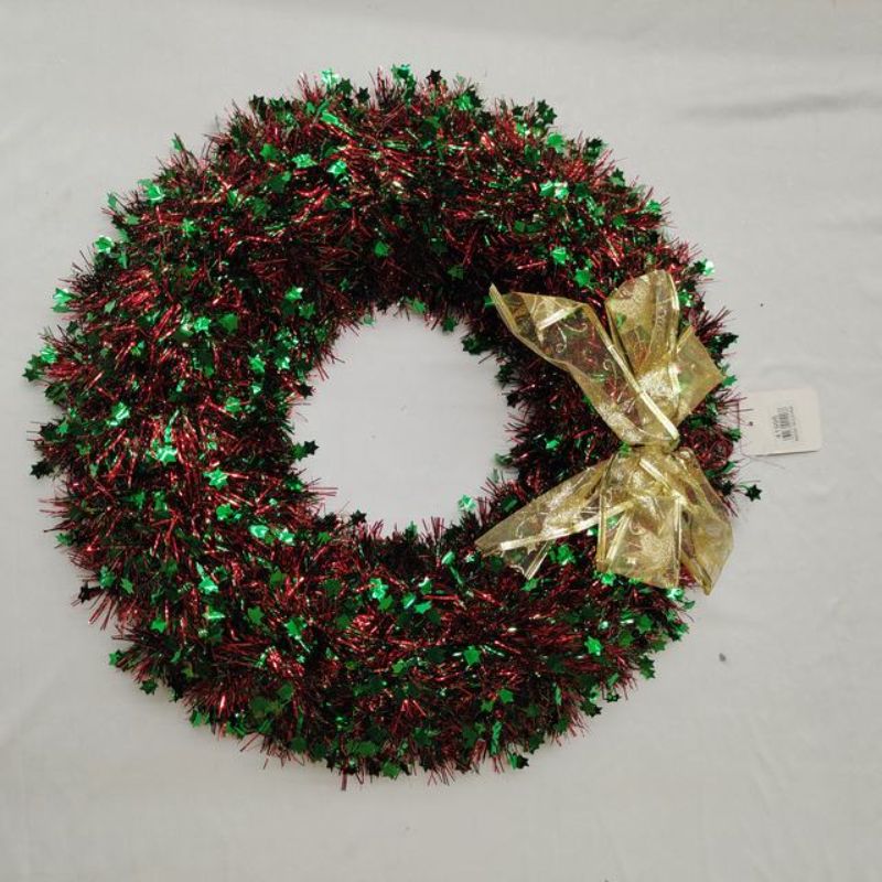 Christmas garland set of 6 with green five-star accents, perfect for festive home decor, 40cm long each.