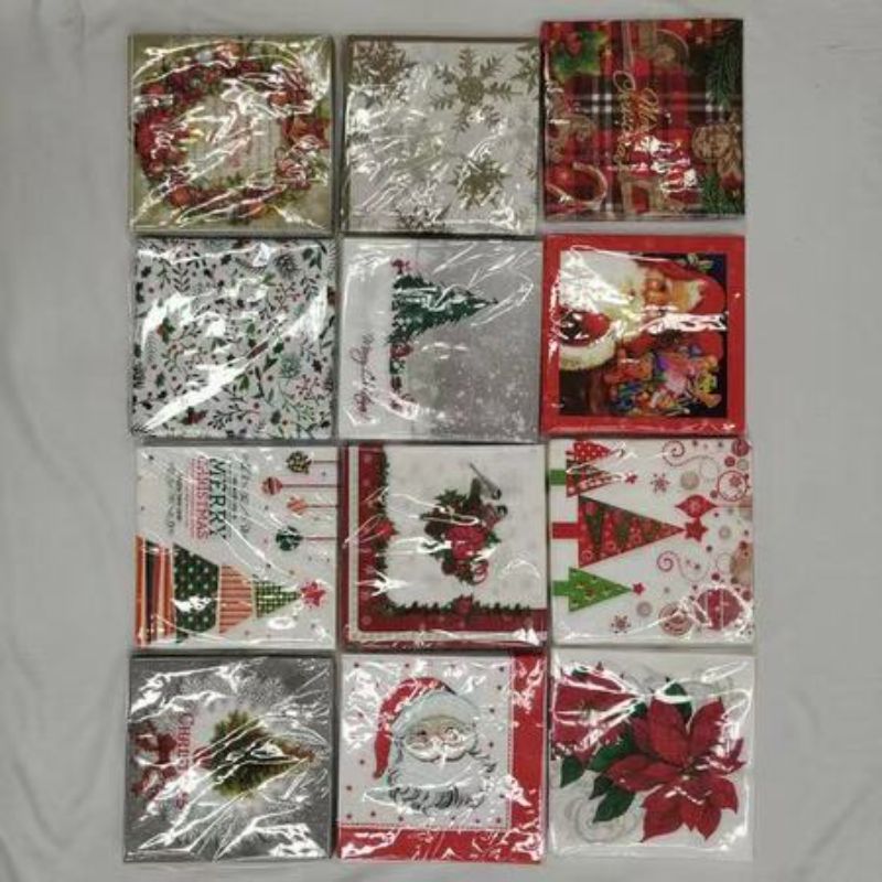 Colorful Xmas Napkin set (12 pcs) designed for festive gatherings, stylishly enhancing holiday dining decor.
