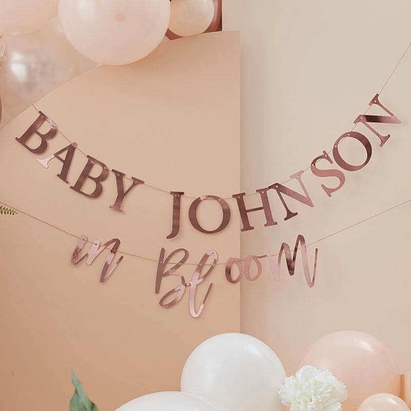 Baby In Bloom - Rose Gold Customisable Bunting