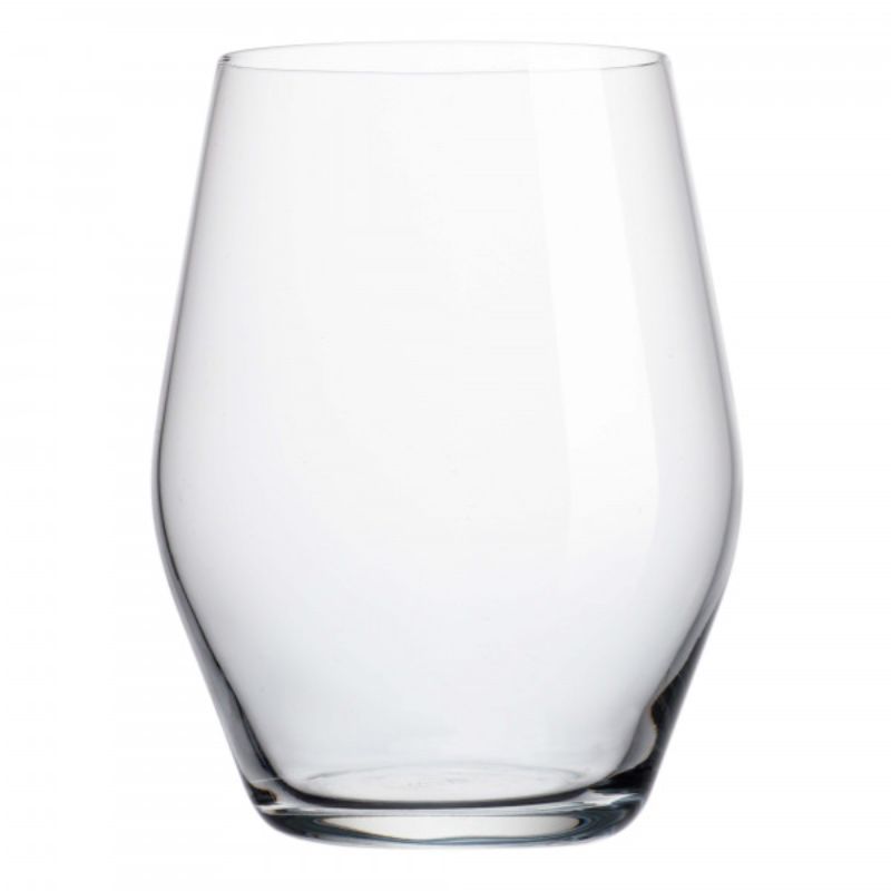 Elegant Ocean Sante Stemless 455ml glass, ideal for wine, cocktails, and iced coffee; features fine rim and oversized bowl.