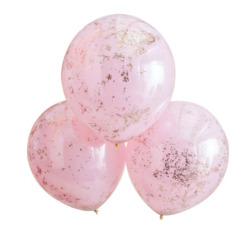 Mix It Up - Double Layered Pink & Rose Gold Confetti Balloons