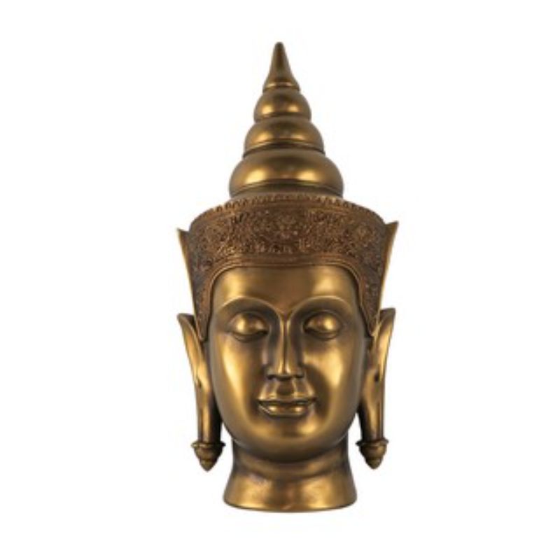 Serene 36cm Buddha Head Ornament in polyresin, perfect for adding tranquility to home or office decor.