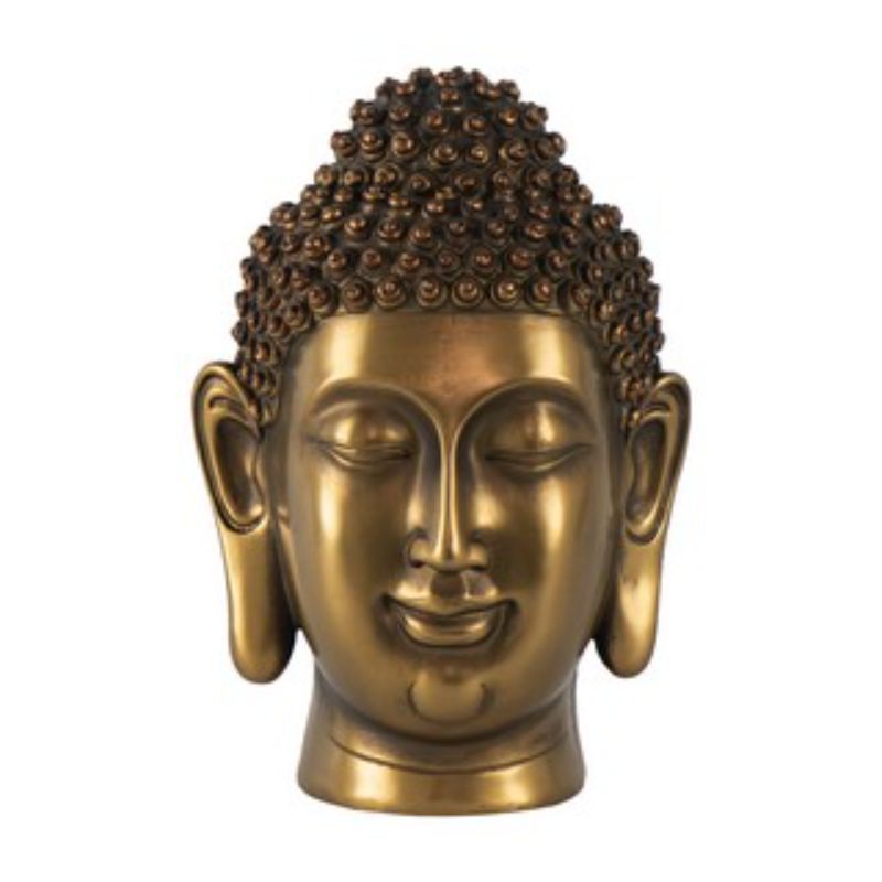 Buddha head ornament (26cm) in durable Polyresin, ideal for enhancing home decor with serenity and mindfulness.