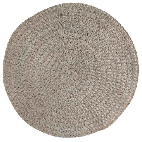 Round, eco-friendly Mediterranean woven placemat (38cm) adds style and warmth to any dining setting.