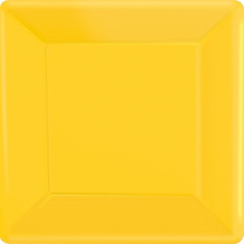 Paper Plates 17cm Square 20CT  - Sunshine Yellow  - Pack of 20