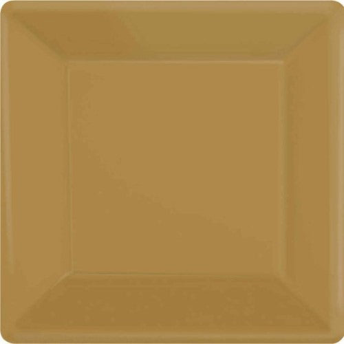 Paper Plates 23cm Square 20CT  - Gold  - Pack of 20