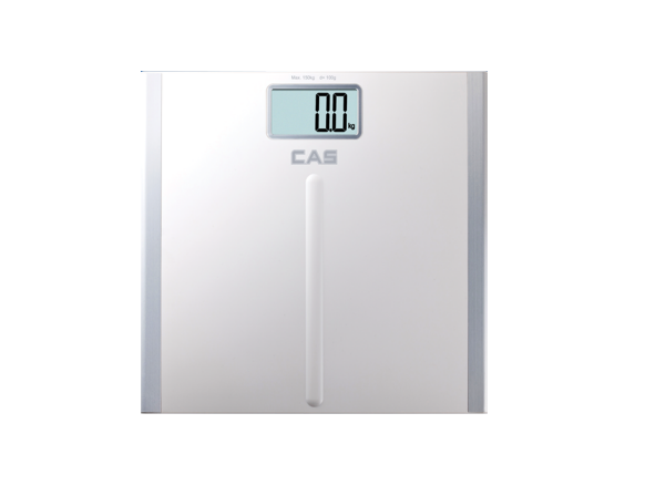Stylish digital personal scale with 150kg capacity, precise 100g increments, and easy-to-read LCD display.