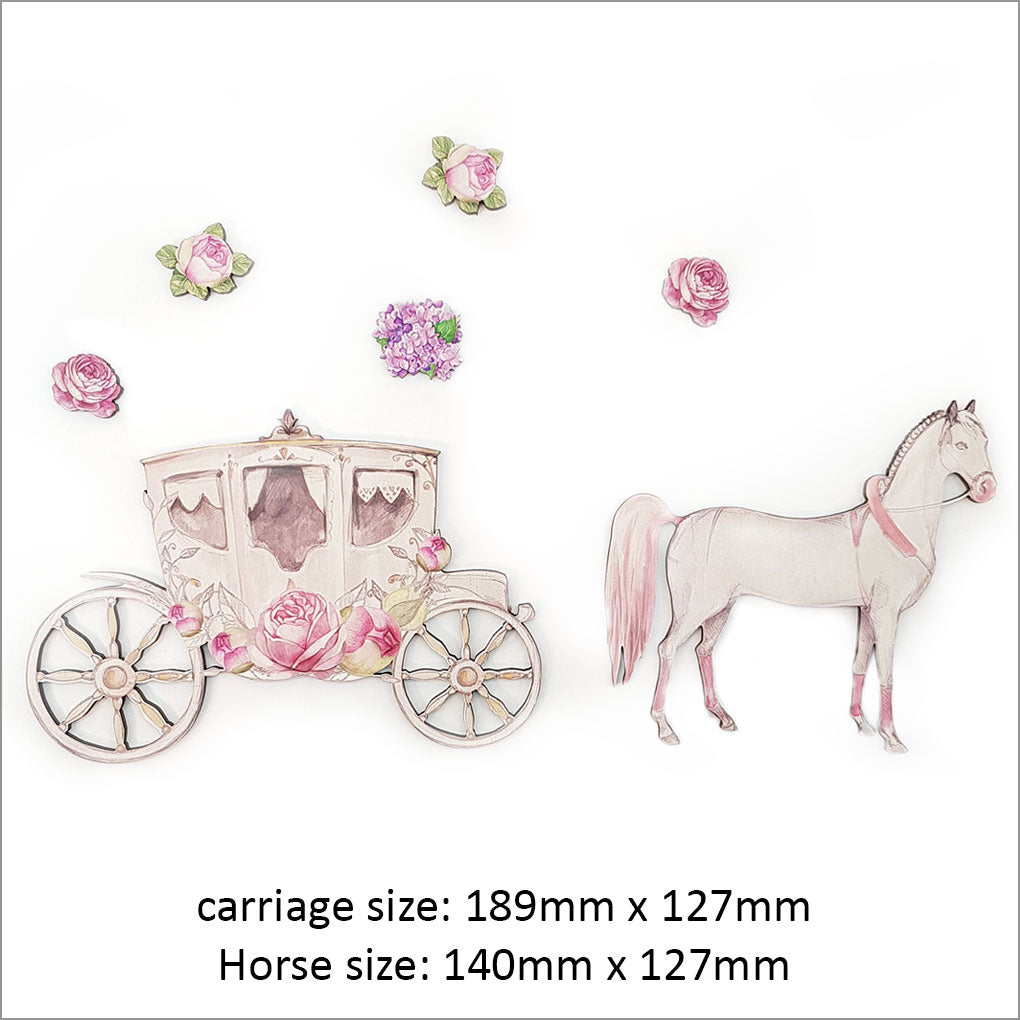 Pine wall art featuring a horse and carriage, highlighting rustic charm, crafted from eco-friendly pine veneer.