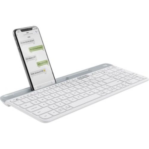 Logitech K580 ultra-slim wireless keyboard with Easy-Switch buttons for seamless multitasking between devices, featuring a number pad.
