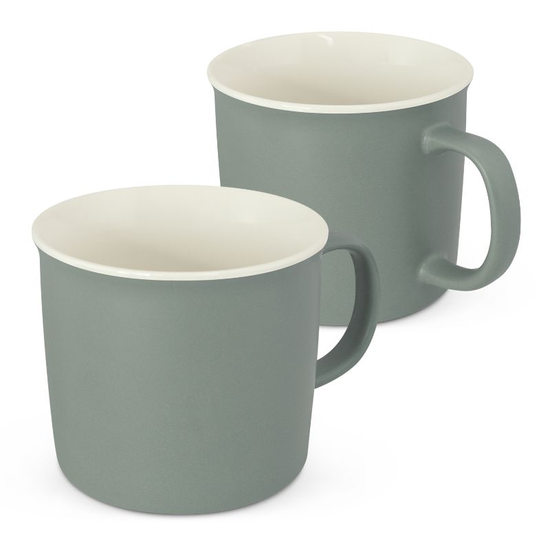 Set of 5 elegant grey porcelain coffee mugs, 330ml, in a stylish gift box; perfect for hot beverages and special gifting.