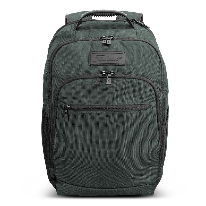 Titleist Players Backpack in Charcoal, featuring durable polyester, ample storage for a laptop, and ergonomic support for comfort.
