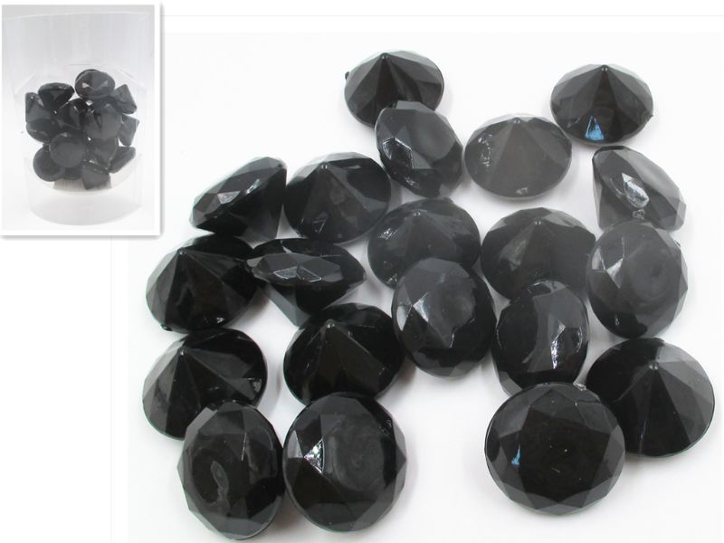 Black solid plastic crystals in 12 packs, ideal for crafting, home decor, and event decorations, adding elegance and sparkle.