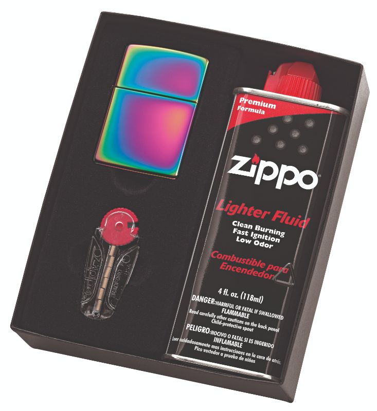Zippo #151 Spectrum Lighter with Street Chrome finish, fluid, and flints for reliable ignition and long-lasting use.