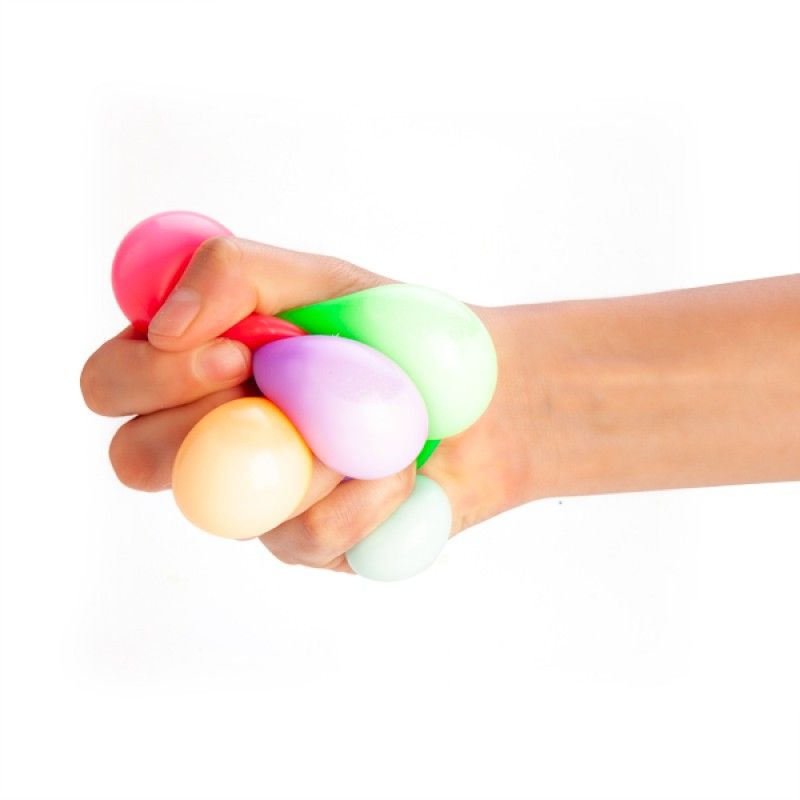 Colorful squishy splat balls for sensory play, stress relief, and fun, perfect for tossing and sticking on surfaces.