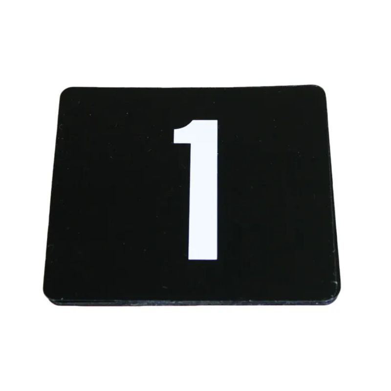 Elegant black table number set 1-25 with white text for better event organization, suitable for indoor and outdoor use.