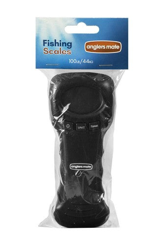 Digital fish scale for anglers, weighing up to 100lb with auto zero, fast-locking, and low battery indicator features.