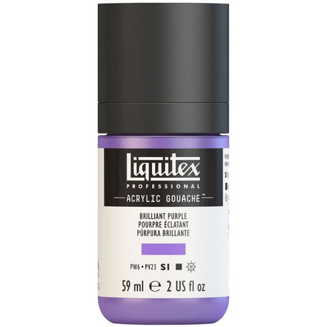LIQUITEX PROFESSIONAL ACRYLIC GOUACHE in Brilliant Purple 590, ideal for vibrant, smooth, matte artwork without brush marks.