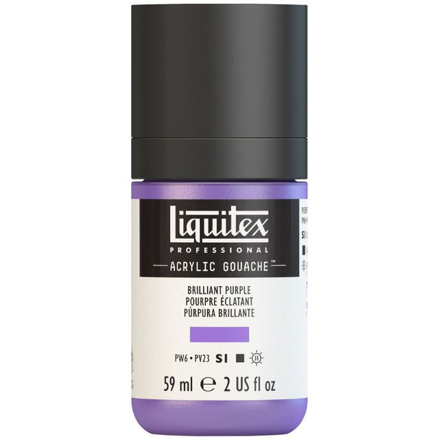 LIQUITEX PROFESSIONAL ACRYLIC GOUACHE in Brilliant Purple 590, ideal for vibrant, smooth, matte artwork without brush marks.
