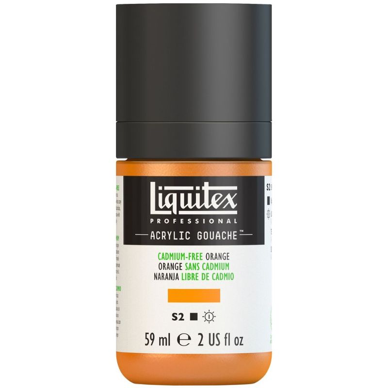 Vibrant 59ml LIQUITEX Professional Acrylic Gouache in Orange 892 S2, offering intense color, matte finish, and smooth application.