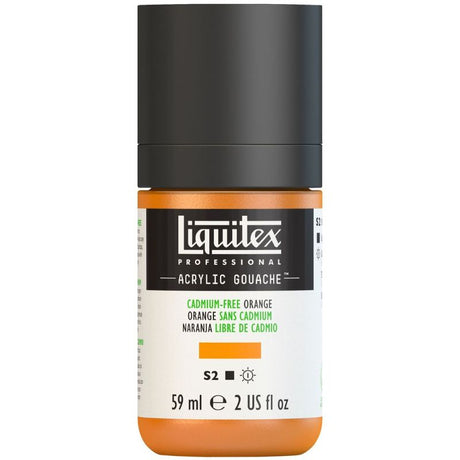 Vibrant 59ml LIQUITEX Professional Acrylic Gouache in Orange 892 S2, offering intense color, matte finish, and smooth application.