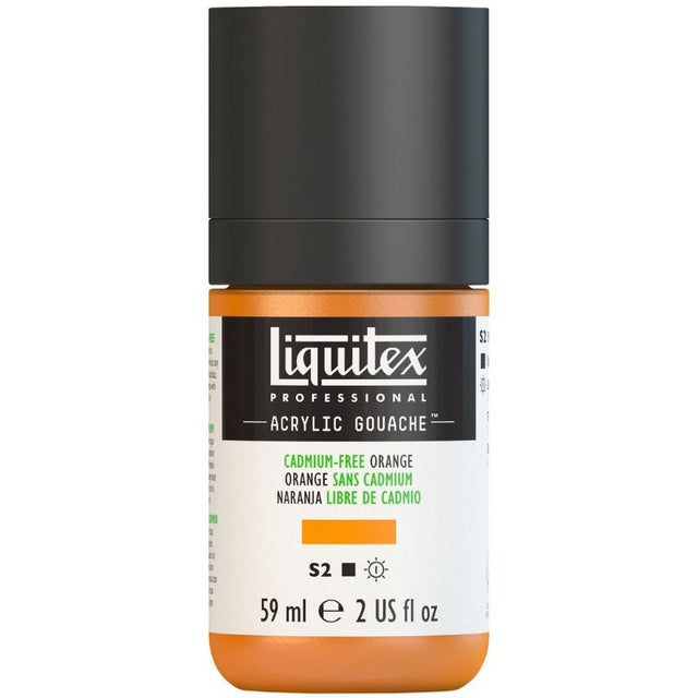 Vibrant 59ml LIQUITEX Professional Acrylic Gouache in Orange 892 S2, offering intense color, matte finish, and smooth application.