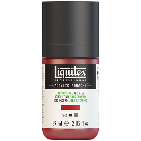 Vibrant red 59ml acrylic gouache paint by Liquitex, offering smooth, matte finish and intense pigmentation for artists.