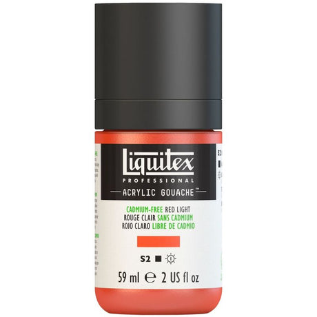 Vibrant LIQUITEX acrylic gouache paint in red, 59ml, offering intense color, matte finish, and smooth application for artists.