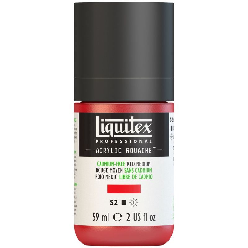 LIQUITEX acrylic gouache in Red Medium 894 S2, offering vibrant color, matte finish, and easy blending for artists.