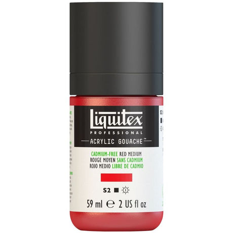 LIQUITEX acrylic gouache in Red Medium 894 S2, offering vibrant color, matte finish, and easy blending for artists.