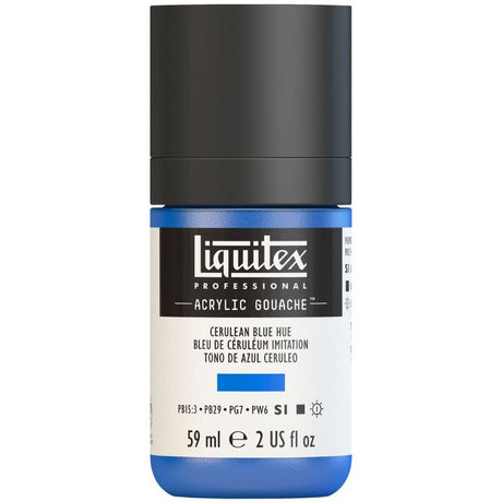 Vibrant Cerul Blue Hue 470 S1 acrylic gouache, offers intense color, smooth application, and matte finish for artists.